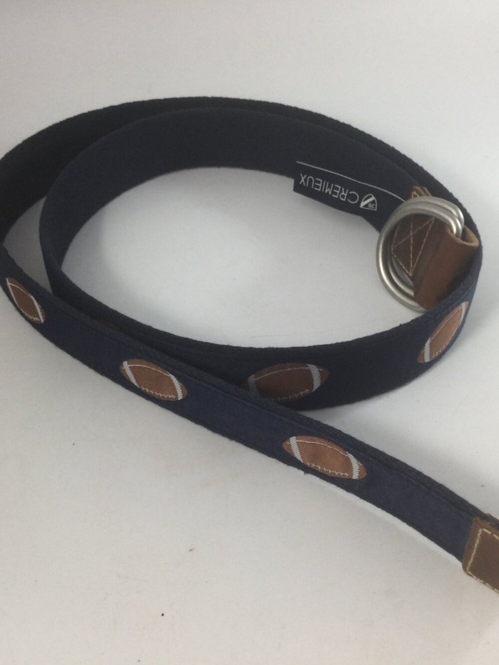 Daniel Cremieux Mans Twill Weave Belt Blue Brown Football Graphics 38